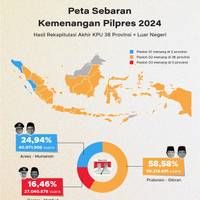 Inilah Peta Sebaran Kemenangan Pilpres 2024!