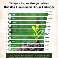 Wilayah Papua Punya Indeks Kualitas Lingkungan Hidup Tertinggi