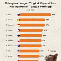 10 Negara dengan Tingkat Kepemilikan Kucing Rumah Tangga Tertinggi