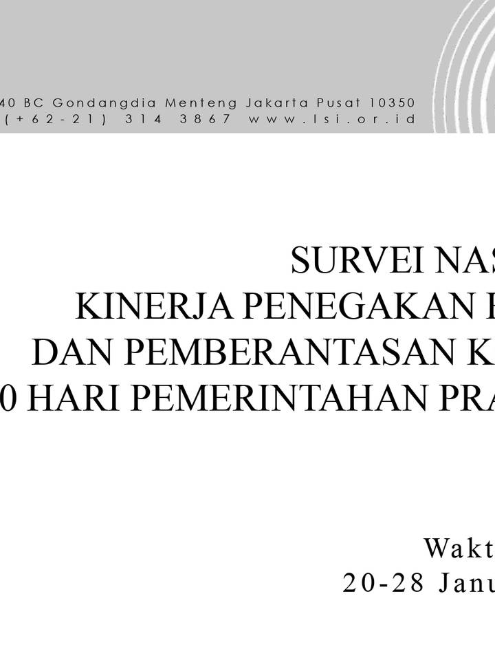 Sampul Kinerja Penegakan Hukum dan Pemberantasan Korupsi dalam 100 Hari Pemerintahan Prabowo