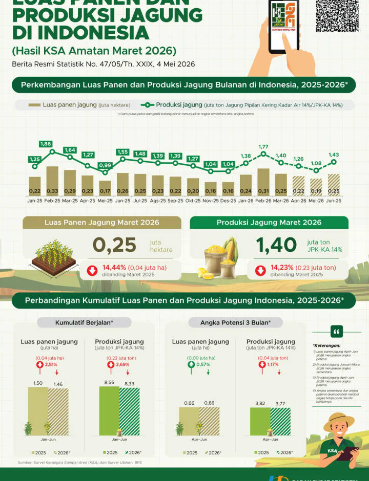 Sampul Luas Panen dan Produksi Jagung Maret 2026