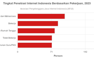 Pensiunan Guru/PNS di Posisi Terbawah Penetrasi Internet Indonesia 2023