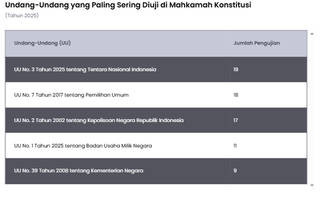 5 UU yang Paling Sering Diuji di Mahkamah Konstitusi 2025