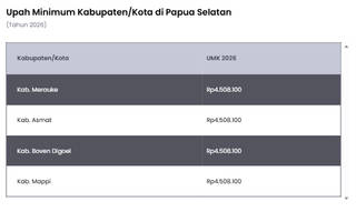 Simak Daftar UMK Papua Selatan 2026