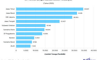 10 Provinsi dengan Jumlah Dosen Terbanyak 2025