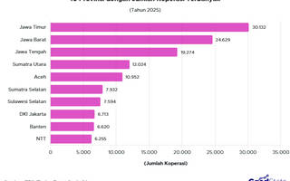 10 Provinsi dengan Jumlah Koperasi Terbanyak 2025