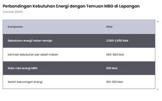 Kurang Hingga 383 Kkal, MBG Belum Penuhi Kebutuhan Energi Pelajar