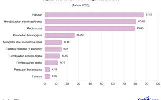 Hiburan Jadi Alasan Utama Publik RI Gunakan Internet pada 2025